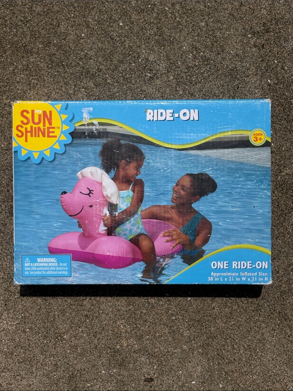 NEW Pink Poodle Dog Inflatable Ride On Pool Toy Handles 38”x21”x21” Sun Shine
